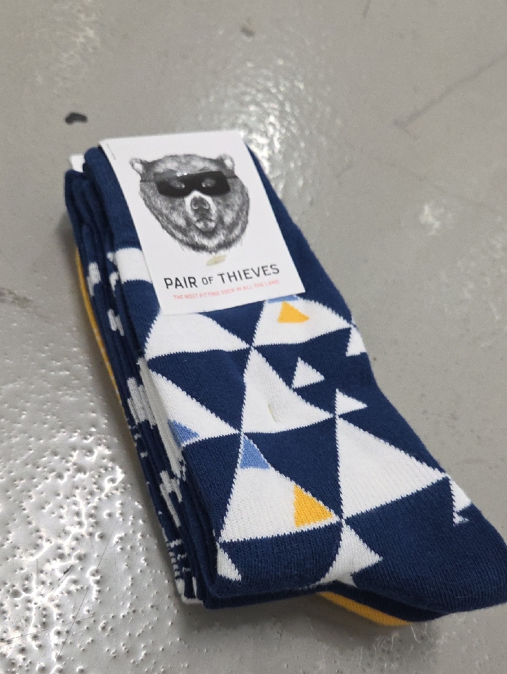 Pair of Thieves Navy Geometric Crew Socks for Men